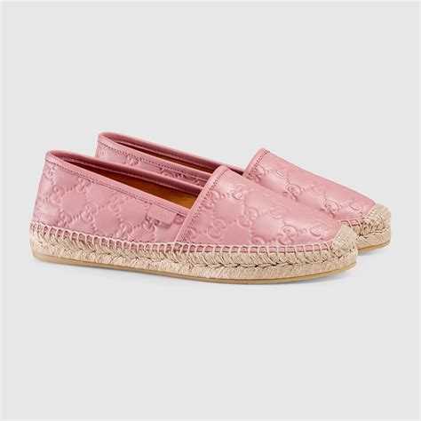 gucci signature leather espadrille pink|Gucci leather platform espadrille.